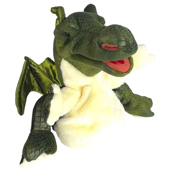 Folkmanis Baby Dragon Hand Puppet Plush Green 9 Inch Wings Stuffed Animal Toy - Picture 1 of 11